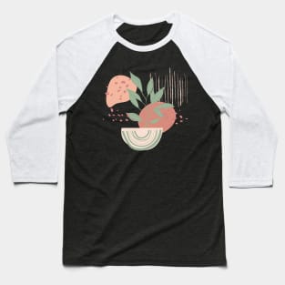 Abstract shapes lines and plant leaves digital design illustration Baseball T-Shirt